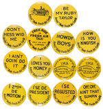 "AMOS 'N' ANDY FRESH AIR CANDY" SCARCE GROUP OF 14 BUTTONS FROM SET OF 21.