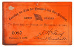 FEBRUARY 2, 1877 VOTE COUNT TICKET FOR SETTLING DISPUTED 1876 HAYES VS. TILDEN ELECTION.
