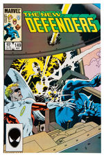 "THE NEW DEFENDERS" #149 ORIGINAL KEVIN NOWLAN COMIC BOOK COVER ART FEATURING X-MEN ANGEL & BEAST.