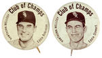 “CLUB OF CHAMPS” PAIR OF BUTTONS PICTURING WHITE SOX PLAYERS.