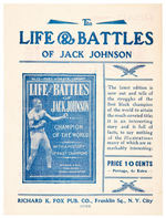 "LIFE AND BATTLES OF JACK JOHNSON" EARLY BOOK & MATCHING PROMO AD SHEET.