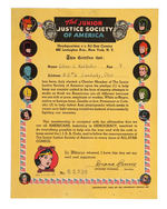 "JUNIOR JUSTICE SOCIETY OF AMERICA" CLUB KIT CERTIFICATE.