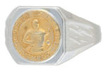 SUPERMAN 1940 CONTEST PRIZE RING PLATED IN 18K YELLOW AND WHITE GOLD.