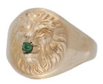 OUTSTANDING GORGEOUS LION’S HEAD RING GREEN STONE VERSION & 18K GOLD PLATED.