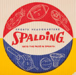 "SPALDING SPORTS HEADQUARTERS" HUGE STORE WALL BANNER.