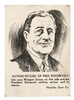 ACTION PICTURES NOVELTY GUM CO. RARE PRESIDENT FDR PREMIUM CARD.