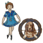SHIRLEY TEMPLE AND HER PET DOG RARELY SEEN PAIR OF ENAMEL PINS.