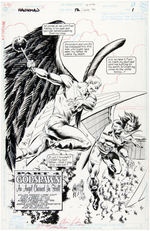 "HAWKMAN" #12 STEVE LIEBER & LUKE McDONNELL ORIGINAL COMIC BOOK SPLASH PAGE ART.