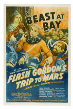 "FLASH GORDON'S TRIP TO MARS" LINEN-MOUNTED MOVIE SERIAL POSTER.