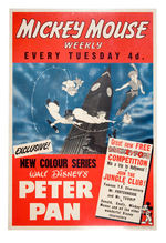 "MICKEY MOUSE WEEKLY" PROMOTIONAL POSTER ADVERTISING DEBUT OF PETER PAN.