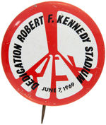 "DEDICATION ROBERT F. KENNEDY MEMORIAL STADIUM JUNE 7, 1969" FIRST SEEN PROGRAM AND LITHO BUTTON.