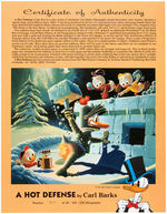 CARL BARKS LIMITED EDITION PAIR OF SIGNED MINIATURE LITHOGRAPHS WITH COA’S AND COMICS.