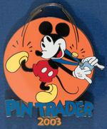 MICKEY MOUSE "PIN TRADER 2003" ORIGINAL ART & PROTOTYPE PIN FRAMED DISPLAY.
