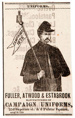 "EAGLE TORCH LAMP" SALES FLIER AND 1876 CLIPPED ADVERTISEMENT.