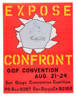 HISTORIC EARLY 1972 PROTEST GROUP POSTER OPPOSING GOP CONVENTION IN SAN DIEGO.