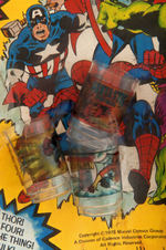 "MARVEL SUPERHEROES" VENDING MACHINE CUPS DISPLAY CARD.