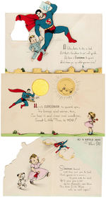 SUPERMAN "GET WELL" GREETING CARD TRIO.