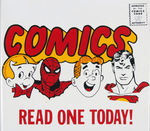 "COMICS - READ ONE TODAY!" COMIC BOOK SPINNER RACK WITH RICHIE RICH, SPIDER-MAN, ARCHIE & SUPERMAN.