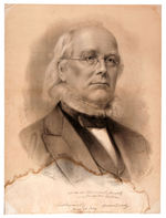 HORACE GREELEY 1872 LARGE PRINT WITH FACSIMILE INSCRIPTION, NAME & DATE.