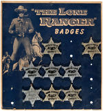 "THE LONE RANGER BADGES" STORE DISPLAY CARD.