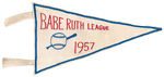 "BABE RUTH LEAGUE 1957" PAINTED PLASTER PLAQUE & FELT PENNANT.