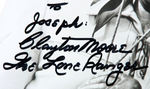 "CLAYTON MOORE/BOB LIVINGSTON/JOHN HART" LONE RANGER SIGNED PHOTO TRIO.