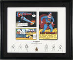 "JERRY SIEGEL: ORIGINS OF SUPERMAN" FRAMED LIMITED EDITION PRINT SIGNED BY JERRY SIEGEL.