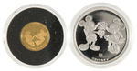 MICKEY & MINNIE MOUSE LIMITED EDITION QUARTER TROY OUNCE .999 GOLD/ONE TROY OUNCE .999 SILVER PAIR.