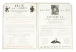 EARLY AND HISTORIC WALT DISNEY "ALICE COMEDIES" AD IN C. 1924 PROMOTIONAL FOLDER W/FELIX THE CAT.