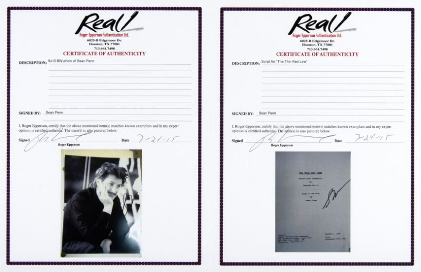 Royal familie køn fly Hake's - SEAN PENN SIGNED PHOTO & "THE THIN RED LINE" SCRIPT.