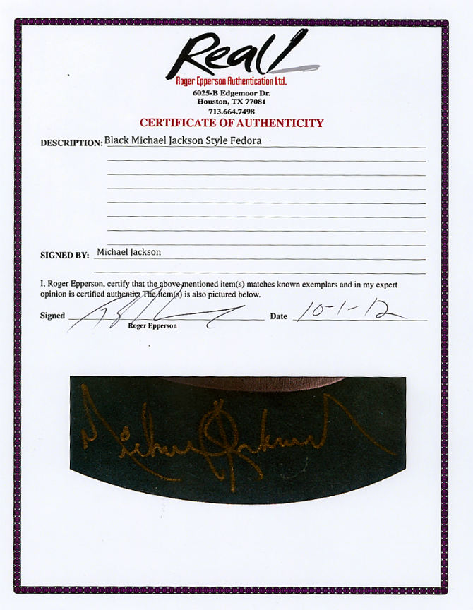 Michael Jackson fedora Hat Autograph & documents THIS IS THE