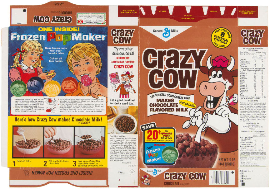 Crazy Cow Chocolate Vintage Cereal Box 2" x 3" Refrigerator or Locker MAGNET 
