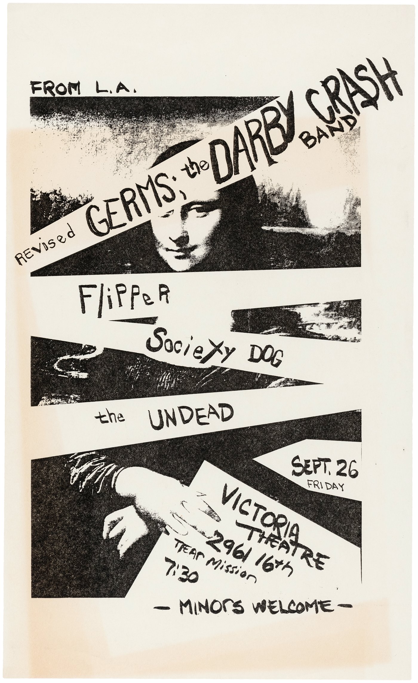 Hake's - THE GERMS DARBY CRASH BAND TRIO OF PUNK CONCERT FLYERS & POSTER.
