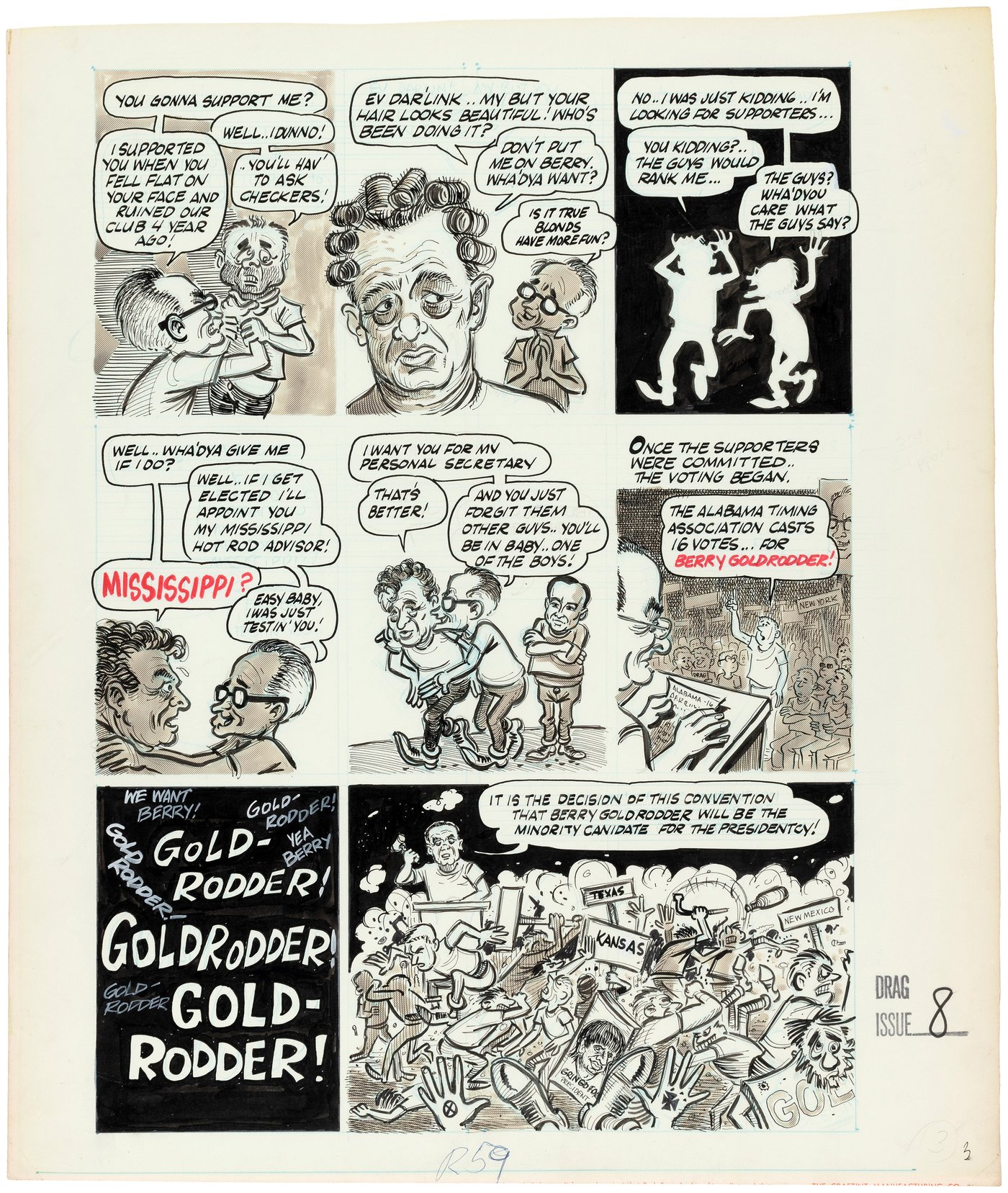 Hake's - DRAG CARTOONS #9 THE BIG DRAG RACE/1964 ELECTION COMIC STORY ...