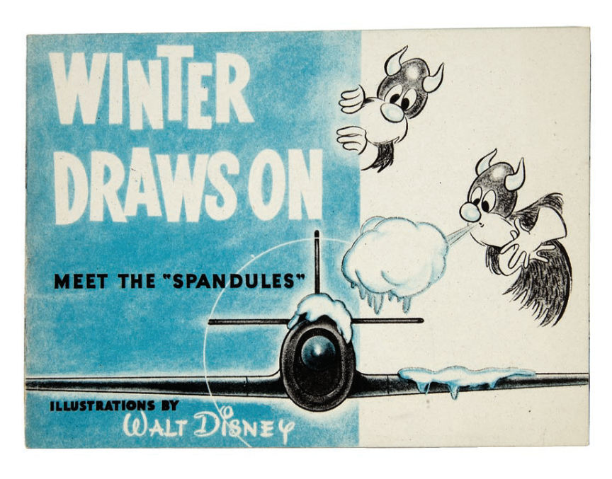 DISNEY 1943 WWII BOOKLET"WINTER DRAWS ON/MEET THE SPANDULES"-COMPLETE & CLEAN 