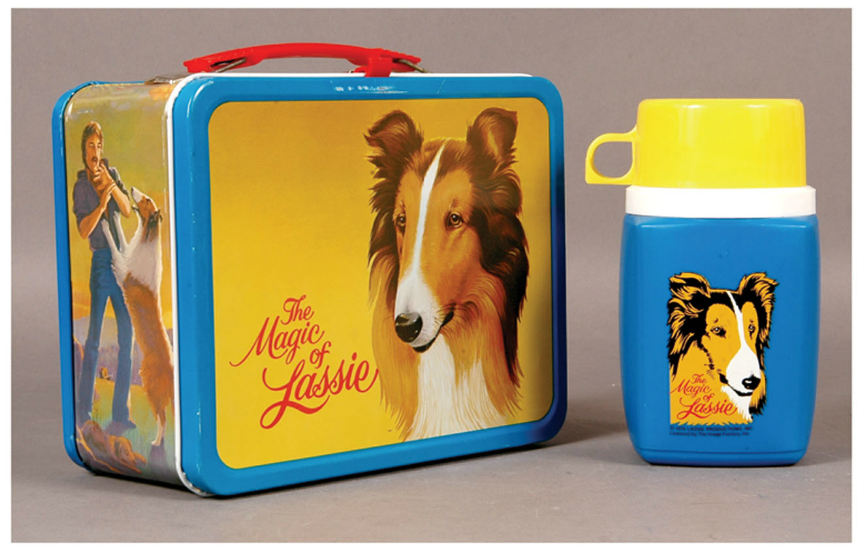 Vintage Magic of Lassie Plastic Thermos Yellow 1978 Collie Dog 