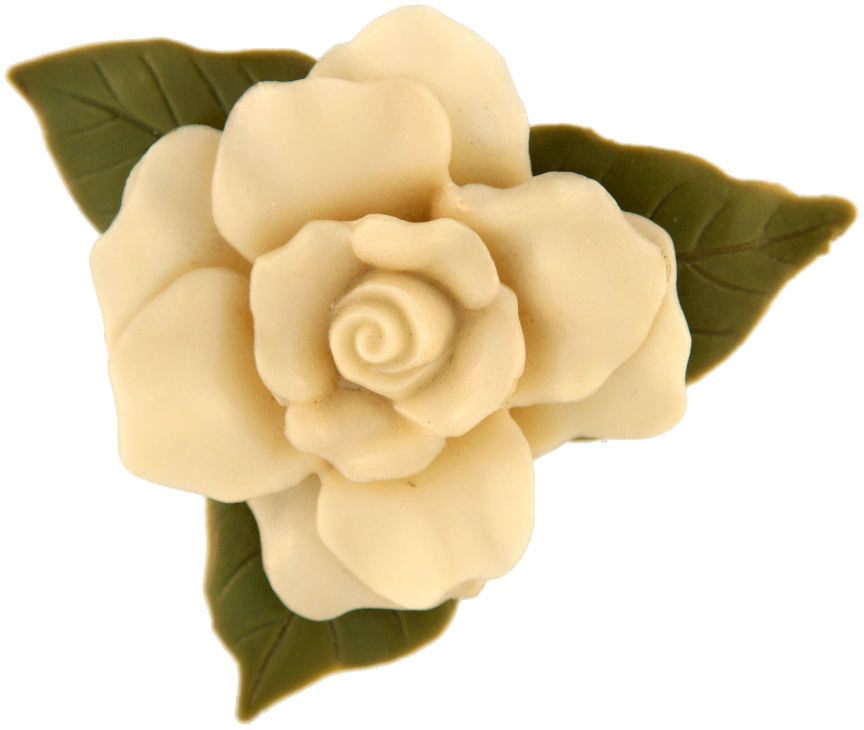 Hake's - TWO GLOW-IN-DARK GARDENIA BROOCHES PLUS CARD AND ORDER FORM.