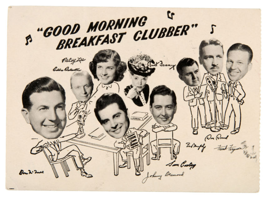 Hake's - "DON McNEILL'S BREAKFAST CLUB" RADIO CAST-SIGNED CARD.
