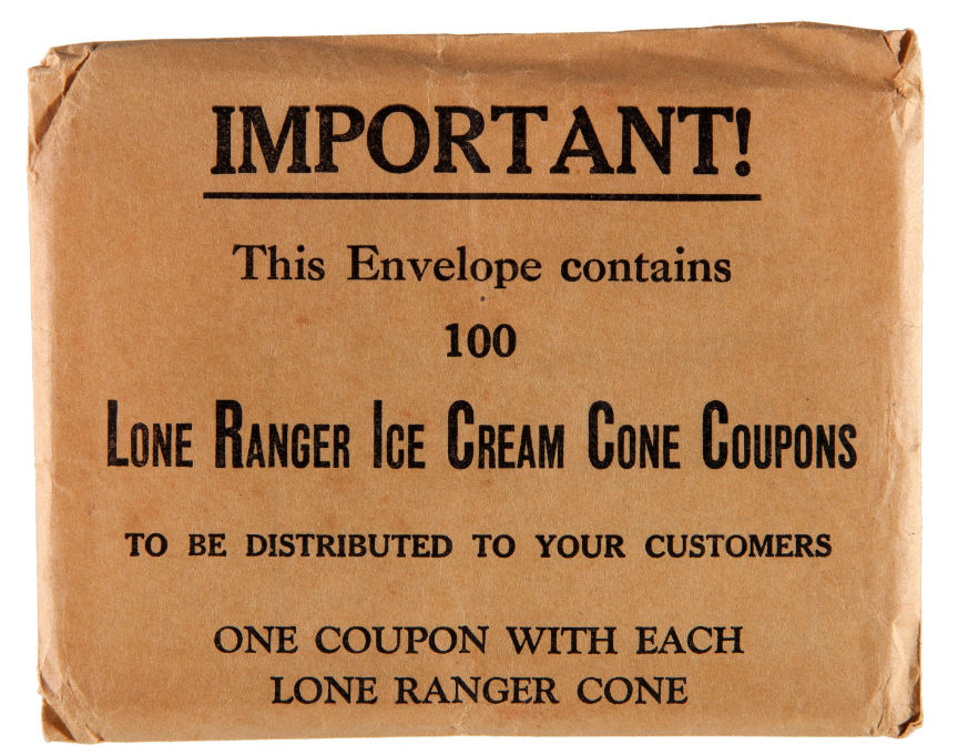 Hake's "LONE RANGER ICE CREAM CONE COUPONS."